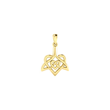 Celtic Whale Tail And Double Heart Solid Yellow Gold Pendant GPD6055